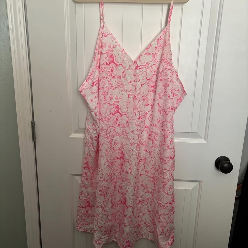 Pink and White Floral Slip Dress